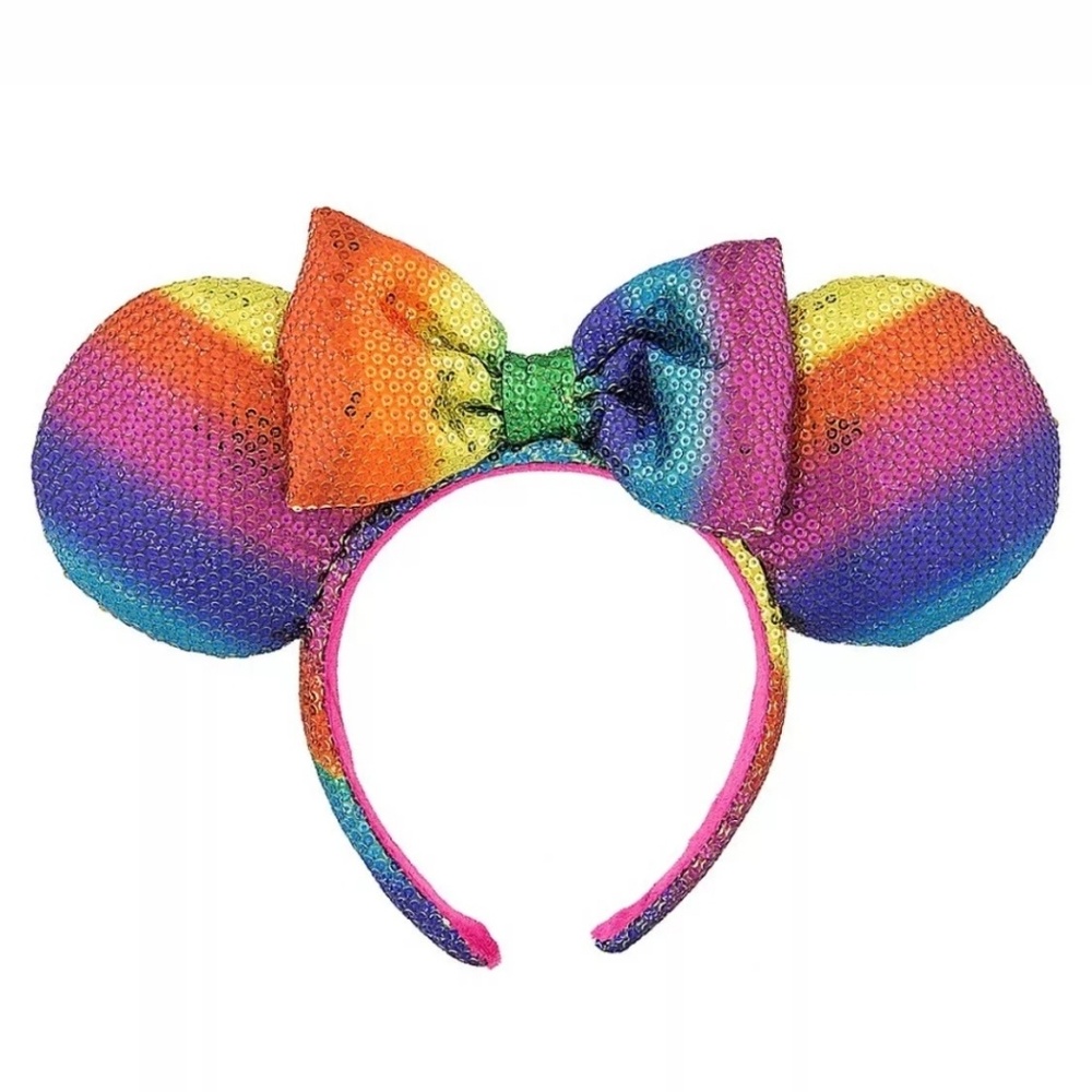Sequin Rainbow Minnie Mouse Ears Headband